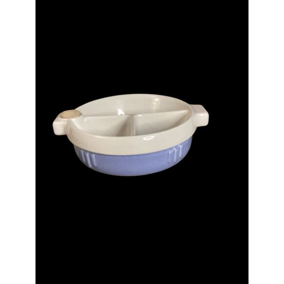 Vintage Hankscraft Divided Baby Food Warmer. Blue and White Ceramic Infant Dish - Picture 2 of 7